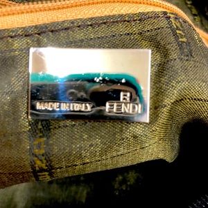 FENDI shoulder bag, 12” W x 8” L, Blk/Gld.  (Sold)